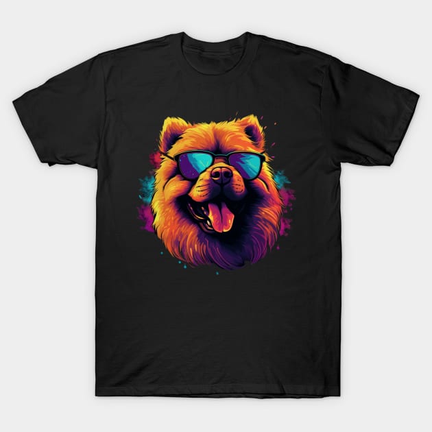 Retro Wave Chow Chow Dog Shirt T-Shirt by Miami Neon Designs